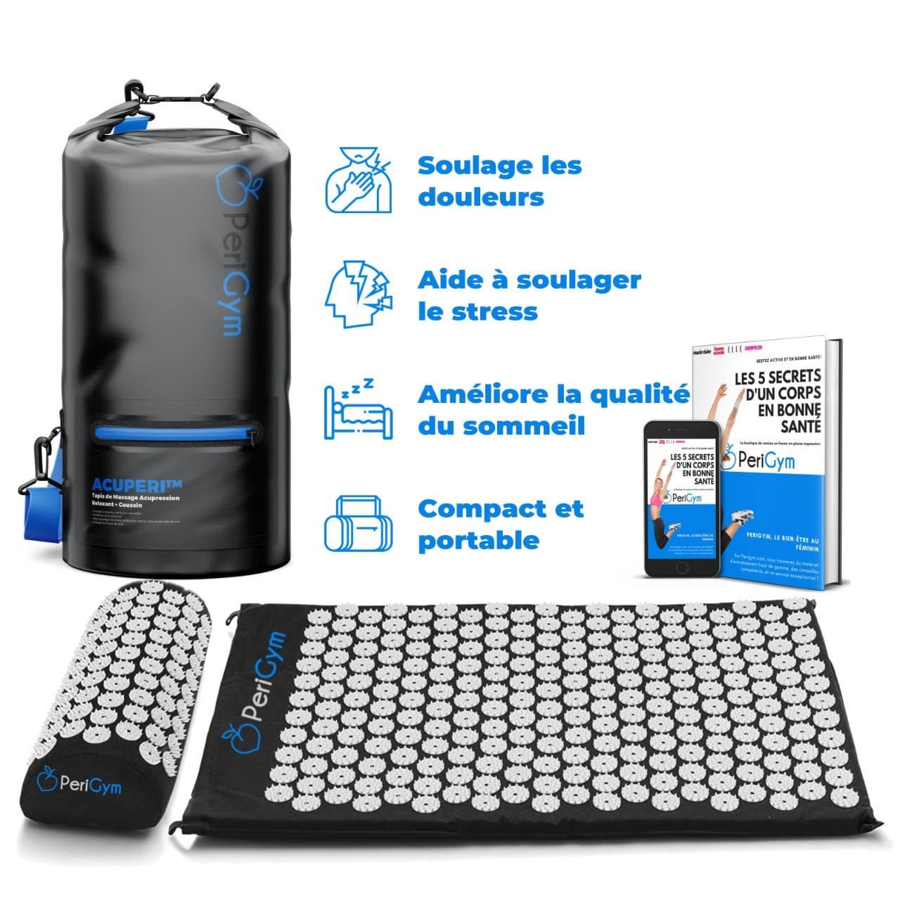 ACUPERI️ - Tapis de Massage Acupression Relaxant + Coussin Offert